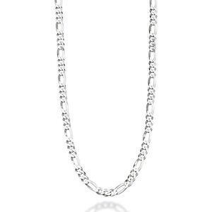 Unisex Length 16 Inch 925 Sterling Silver Italian 5mm Figaro Chain Necklace